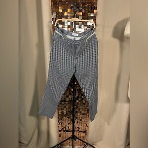 Calvin Klein Blue White Gingham Trousers with Gold Zipper Size 12